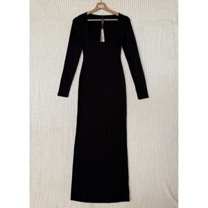 SKIMS Soft Lounge Petite Long Sleeve Dress in Onyx Black Sz na m